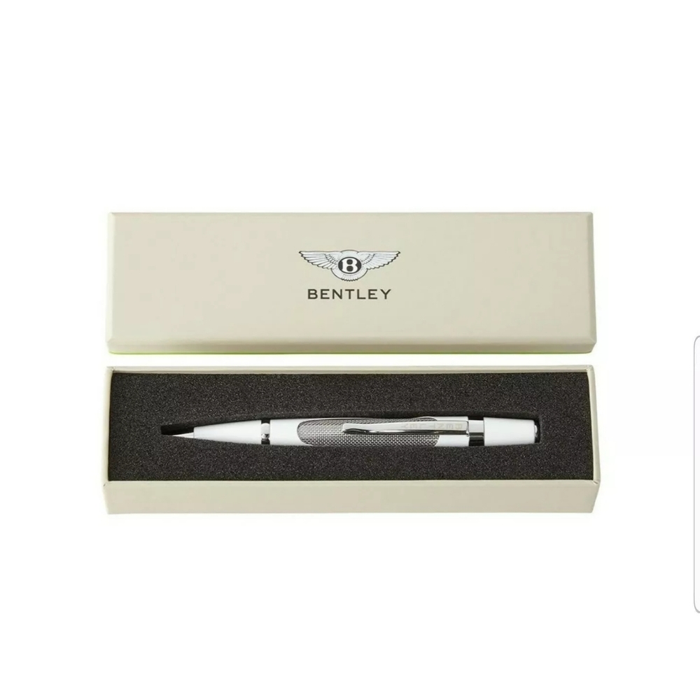 BENTLEY COLLECTION WHITE BALLPOINT PEN W/DUAL LOGO